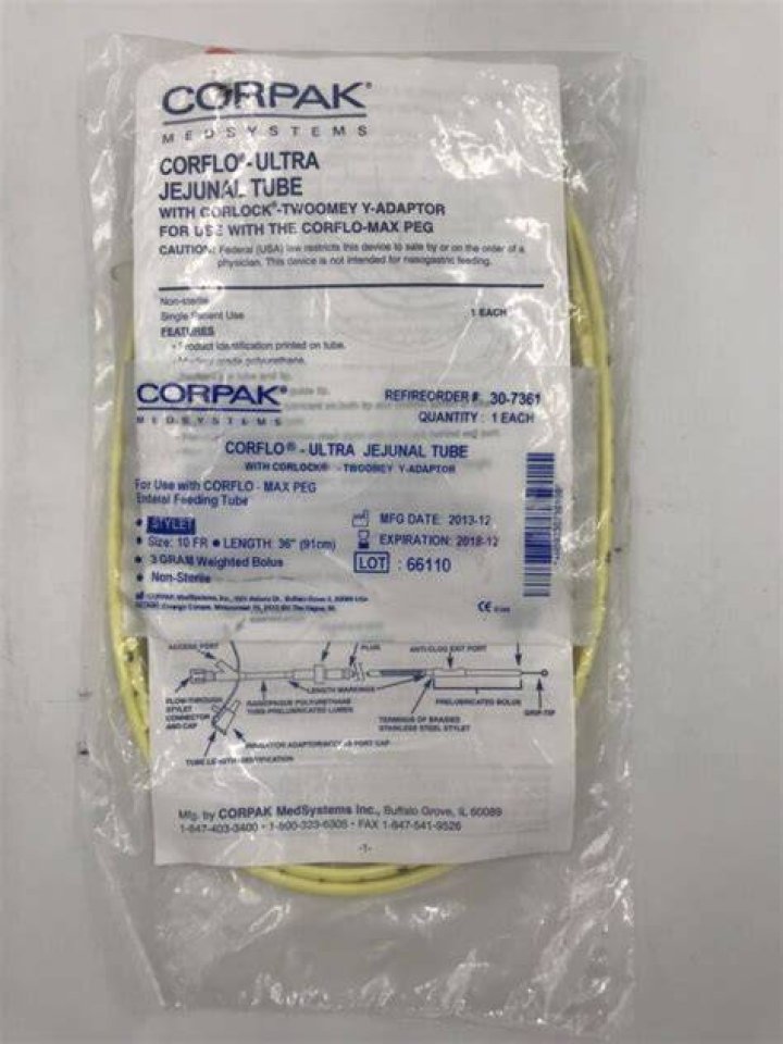 Corpak CORFLO Ultra Lite NonWeighted Nasogastric Feeding Tubes With Stylet